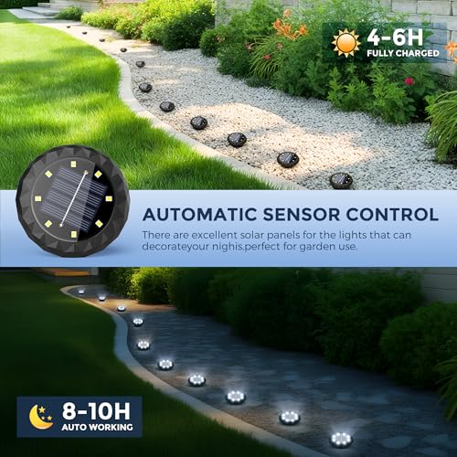SOLPEX 20 Pack Small Solar Ground Lights, Driveway Lights Cool White - color: Cool White, size: 20 Pack