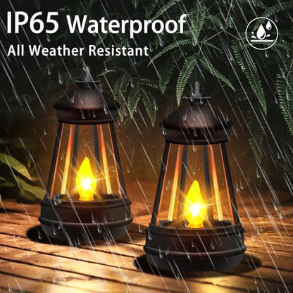 Mini Solar Lantern Lights Replacement for Outdoor Statue, Small Hanging Lantern Replacement, Waterproof Garden Decor Outdoor Lighting Decorative Lights for Yard Patio Lighting, Warm White, 2 Pack