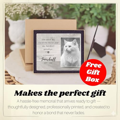Cat Memorial Gift – Personalized Pet Photo Frame, Custom Cat Loss Keepsake, Cat Remembrance Plaque, Pet Sympathy Gift for Cat Lovers (B) - style: B