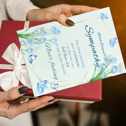 Sympathy Cards with Envelopes, Bereavement Sympathy Cards Gifts for Loss of Loved One, Memorial Condolences Gifts for Friend Family Coworker Neighbor, Double Sided Design, 8 x 5.3 Inches (After folding)