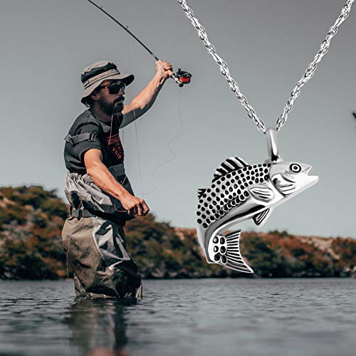 Dletay Fish Cremation Jewelry for Ashes Memorial Ashes Keepsake Necklace Urn Necklace Pendant - color: Silver