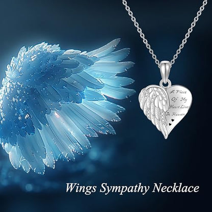 YFN Guardian Angel Wings Heart Necklace Sterling Silver Angel Wings Memorial Sympathy Jewelry for Women Girls Gifts - style: Sympathy Guardian Angel