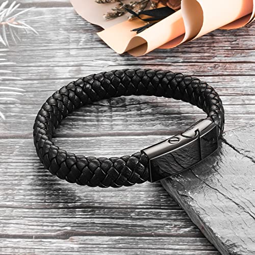 abooxiu Cremation Bracelet for Ashes Leather Urn Bracelet Cremation Jewelry Ash Bracelets Memorial Bangle Ashes Keepsake for Women Men - style: Black