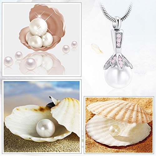 Memorial Jewelry Pearl Urn Necklace - Cremation Ashes Holder Keepsake for Women - color: Pink