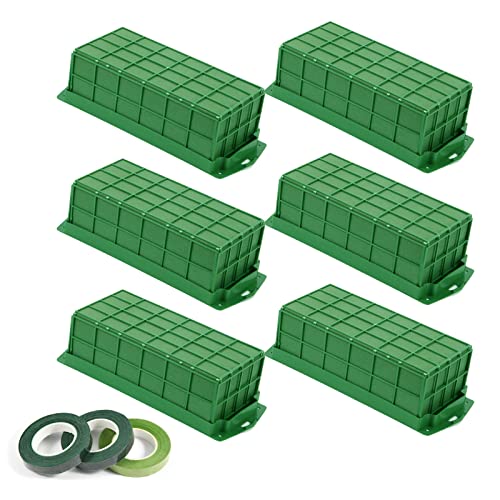 Vevitts 6 Pack Floral Foam Cage Flower Holder with Floral Foam for Fresh Flower Arrangement and Wedding Holiday Decorations, Rectangle 11.8 x 4.3 x 3.1 inches