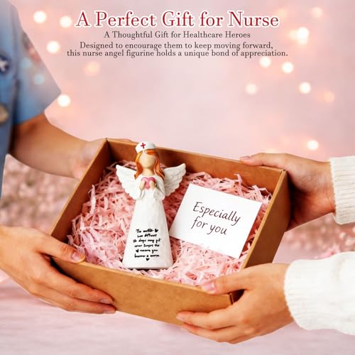 Angel Nurses Figurine for Women, Gifts for Nurse Women, 5.9" Resin Figurine Gift for Nursing Students, Graduates & Healthcare Professionals, Hand-Painted Statues, Birthday Mother's Day - color: White Nurse