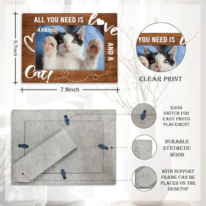 Cat Wooden Picture Frame, All You Need is Love and A Cat, Loss Sympathy Gift for Dog Cats Lovers Owners, Cats Memorial Picture Frame, Pet Memorial Gifts, Christmas Gift 7.9 * 5.7inches - color: Style 8