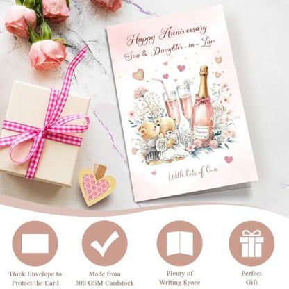 Happy Anniversary Card for Son and Daughter in Law, Cute Daughter and Son in Law Anniversary Card from Dad Mom - color: Son and Daughter in Law Anniversary