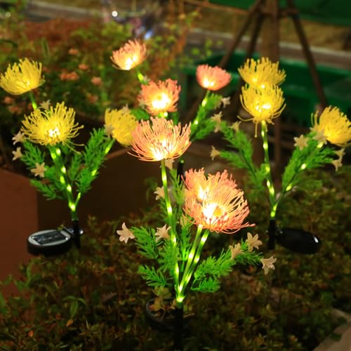 Solar Flowers Garden Lights, Outdoor Waterproof Lights Decorative for Garden, Yard, Backyard Decor 4-Pack Yellow & Pink Combo - color: Equinox（Yellow & Pink）