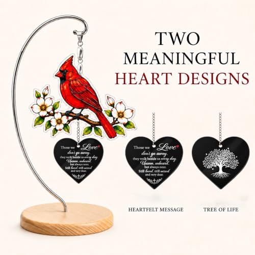 Cardinal Memorial Gifts, Sympathy Gifts for Loss of Loved One Mom Dad | Cardinal Suncatcher Acrylic Ornament with Wooden Stand and Card, Loss of Mother Sympathy Gifts, Bereavement Gifts