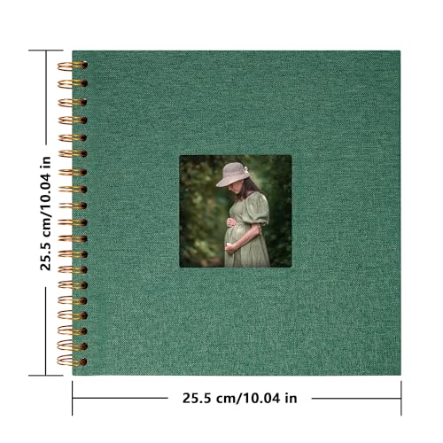 Scrapbook Photo Album, Linen Covered, 10x10 Inches, 20 Sheets/40 Pages | Hardcover Kraft White Pages, Wedding Guest Book, Travel Memory Book, Christmas, Baby Shower Keepsake, Family Album - color: Dark Green, size: 10x10 Inch 40 Pages