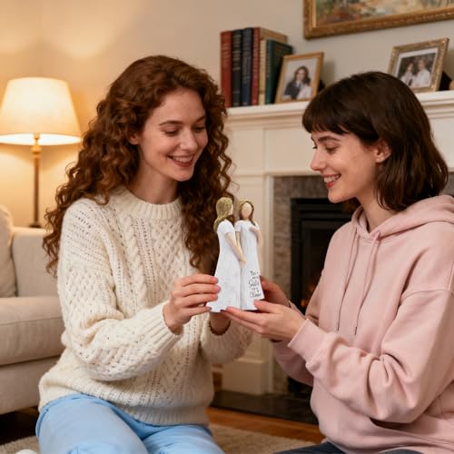 Best Friend Birthday Gifts for Women - Resin Sister Figurines Best Friend Sister Birthday Gift Ideas Unique Gifts for Sisters from Sister - Hand-Painted Figure (White) - color: 2 Sisters