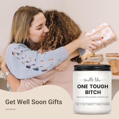 Funny Get Well Soon Gifts, After Surgery Recovery Encouragement Gifts | Feel Better Gifts for Family Friend, Sympathy Candle Gifts for Men Feel Better for Sick Women, 7oz Lavender Soy WaxCandle - color: White-Smells like one tough