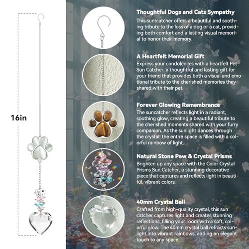 Dog Memorial Gifts, Pet Memorial Suncatcher, Loss of Dog Sympathy Gift - color: Gold Tiger Eye