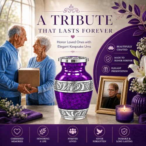 Small Urns for Human Ashes - Elegant Keepsake Cremation Urns - Purple - size: Purple Small Set of 6