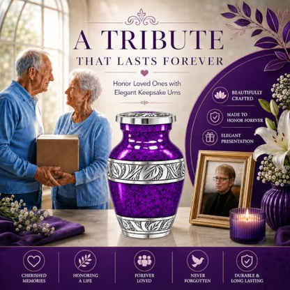 Small Urns for Human Ashes - Elegant Keepsake Cremation Urns - Purple - size: Purple Small Set of 6