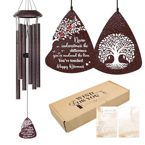 Retirement Gifts for Women/Men - 32" Wind Chimes Happy Retirement Gift for Coworker Colleague Boss Teacher Nurse - Farewell Appreciation Gifts Never Underestimate the Difference You've Made - color: Retirement