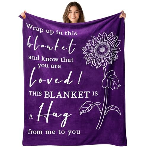 Get Well Gifts for Women After Surgery, Hug Comfort Blanket, 60" x 80" | Thinking of You Gifts for Friend, Sister, Mom or Kids, Get Well Soon Gift Baskets, Feel Better Healing and Inspirational Gift - color: Purple, size: 60"x80"