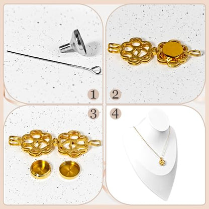 Paw Print Heart Pet Ashes Memorial Necklace with Mini Inner Box-Gold | Pet Cremation Jewelry for Ashes, Cremation Urn Jewelry to Hold Dog & Cat Ashes Pendant with Box Filling Tools - color: Gold