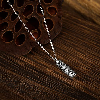 Sterling Silver Flower Tree Life Cremation Urn Necklace for Women - color: Cylin *Cross