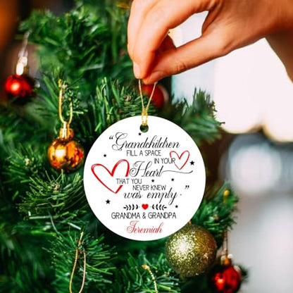 Personalized First Christmas As Grandparents Ornament 2025, Grandchildren Fill A Space In Your Heart, Custom Name Grandparents Christmas Ornament - color: Grandchildren Fill a Space in Your Heart Ornament