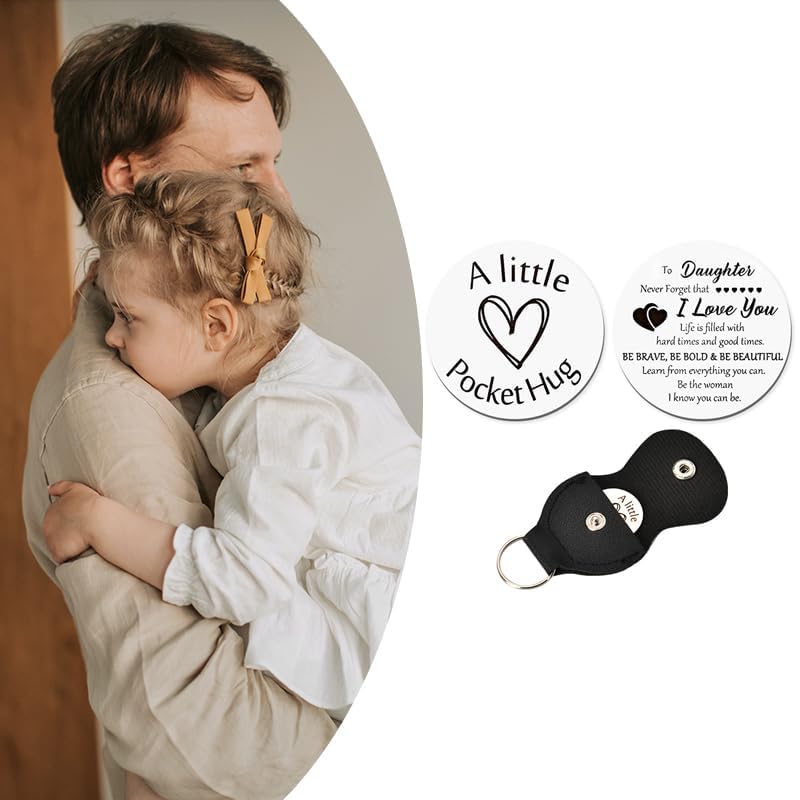 Daughter Birthday Gift from Mom Dad, To Daughter Inspirational Gifts, I Love You Daughters Pocket Hug Keychain Presents for Daughter in law Christmas Graduation Wedding Gift for Women Girls - color: To Daughter