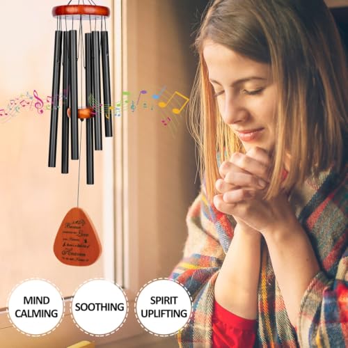 32" Sympathy Memorial Wind Chimes, Windchimes in Memory of A Loved One - color: Black 32 Raindrop