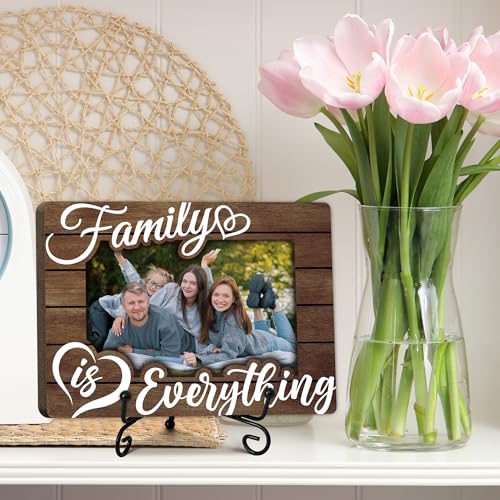 Family Picture Frame, Family is Everything Photo Frame, Thank You Birthday Christmas Gifts for Women Men Couples Friends, Tabletop-A04 - color: brown family