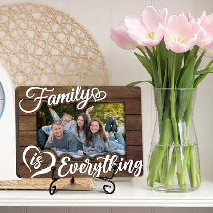 Family Picture Frame, Family is Everything Photo Frame, Thank You Birthday Christmas Gifts for Women Men Couples Friends, Tabletop-A04 - color: brown family