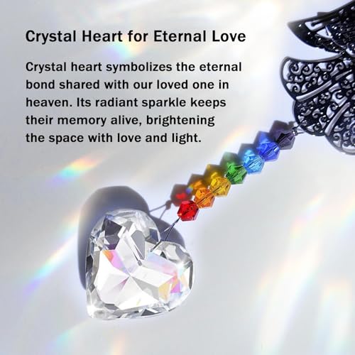 Sympathy Gifts for Loss of Loved One, Angel Bereavement Memorial Suncatcher for Loss of Mom, Dad, Husband, Grandparent Condolences Grief Remembrance Gift, Crystal Angel Memorial Ornament Rainbow Maker