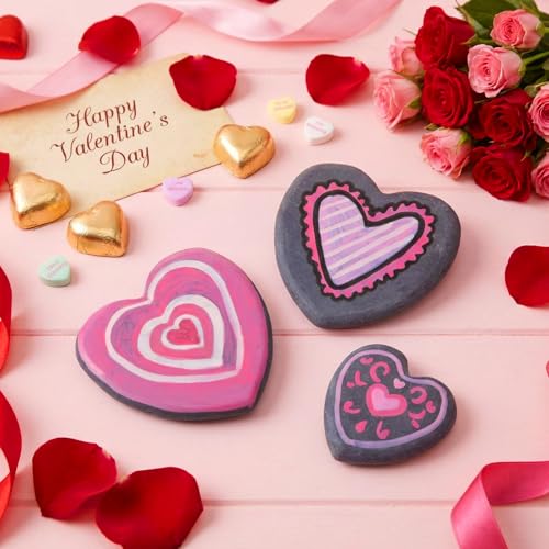 DoubleFill 30 Pcs Heart Shaped Rocks for Painting, Heart Stones Gifts, 2 in/2.9 in Natural River Rock to Paint, Stones for DIY, Rocks Garden Decoration, Natural Hand Cut Stone for Crafts