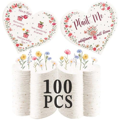 miaform 100 Pcs Plantable Seed Paper Card Hearts. Baby Shower Party Favors for Guests 100 Pcs Small Business Plantable Thank You Card Hearts. Wedding Favors for Guests Bulk 100