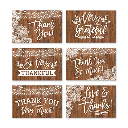 24 Bulk Thank You Cards with Envelopes Blank Cute Thank You Cards | Wood Lights 6 x 4 Appreciation Card for Weddings, Valentines, Anniversary, Small Business, Engagement & Bridal Shower - color: Wood Lights 24 pcs