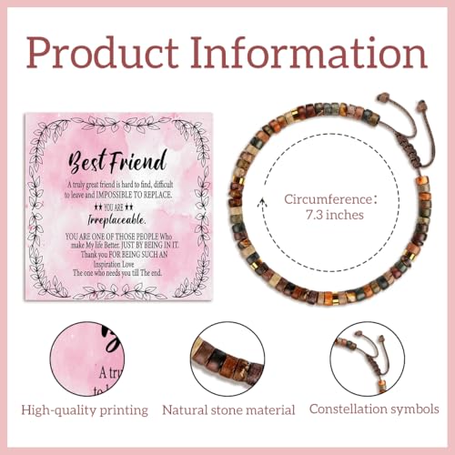 Inspirational Birthday Gifts Healing Stone Bracelets for Women Best Sister Girls - color: Friend