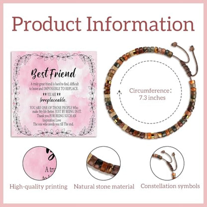Inspirational Birthday Gifts Healing Stone Bracelets for Women Best Sister Girls - color: Friend