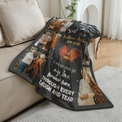 Vsmoedb Custom Memorial Blanket with Pictures for Loss of Loved One - color: Select17
