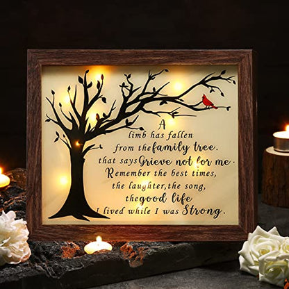 Gerrii Sympathy Memorial Gifts Red Cardinal Bereavement LED Memorial Gifts for Loss of Loved One Wooden Shadow Box 10'' x 8'' in Poem and Light for Mom Dad Father Funeral Bereavement(Classic Style) - style: Classic Style