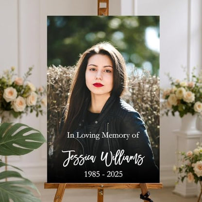 Personalized Funeral Portrait Yard Sign – In Loving Memory Welcome Sign – Custom Picture & Text - color: Version 10
