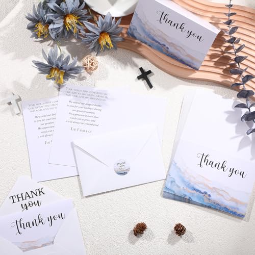 Fumete 50 Set Funeral Thank You Cards, Watercolor Agate - style: Watercolor Agate