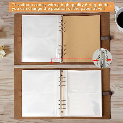 Photo Album 4x6 300 Photos, Genuine Leather Photo Albums with Writing Space with 30 Writing Paper, Travel Family Wedding Kids Graduation Ultrasound Baby Picture Album Scrapbook Photo Album（LOVE） - color: Heart