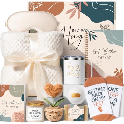 Get Well Gifts Basket for Women After Surgery Recovery Cancer Care Package | Get Well Soon Gift Baskets Feel Better Chemo Self Care Package Thinking of You Encouragement Comfort Gift Box for Sick Friend - color: Ivory White