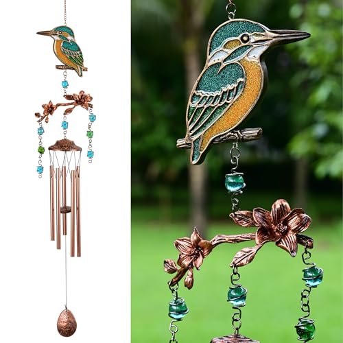 Wind Chimes - Wind Chimes for Outside Deep Tone 32 inches 5 Aluminum Tubes, Birthday, Memorial, Gifts for Mom, Grandma, Daughter, Decoration for Home, Garden, Patio, Backyard (32" Kingfisher) - size: 32" Kingfisher