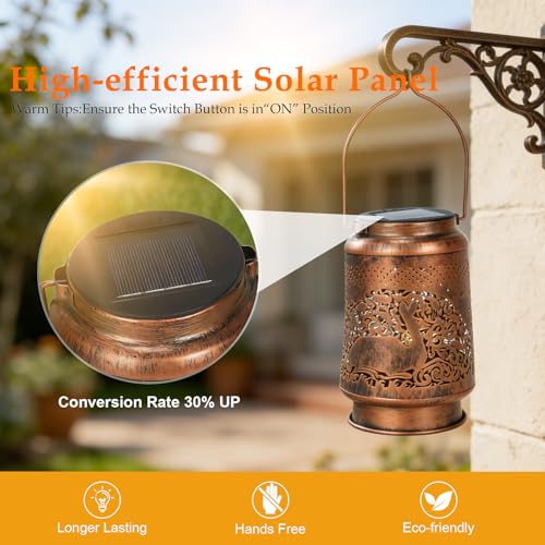 Deer Solar Lanterns Outdoor Waterproof, Birthday Gifts for Women | Garden Decor Gifts for Mom, Metal Solar Hanging Lights for Patio、Yard、Balcony、Porch - style: Deer