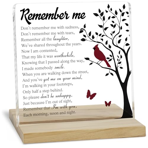 Remember Me Memorial Desk Decor Sign, Sympathy Gifts for Loss of Loved One Acrylic Plaque - color: Remember