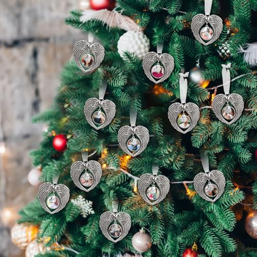 Christmas Ornaments Angel Wings with Custom Photo Frame for Loss of Loved One Remembrance Keepsake with Silk Ribbon & Red Gift Box - color: Husband
