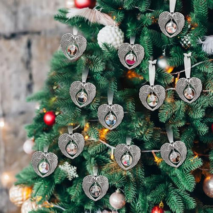 Christmas Ornaments Angel Wings with Custom Photo Frame for Loss of Loved One Remembrance Keepsake with Silk Ribbon & Red Gift Box - color: Husband