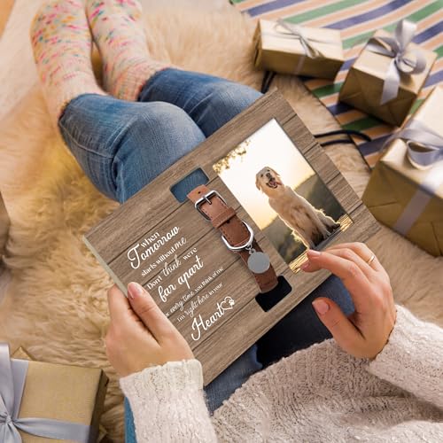 Dog Cat Pet Memorial Picture Frame with Collar Holder, Pet Cat Dog Memorial Loss Gifts for Loss of Dog, When Tomorrow Starts Without Me Picture Photo Frames for Dogs that Passed, 4x6 Photos