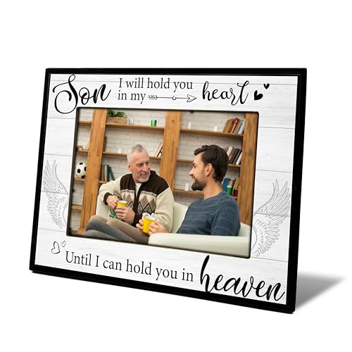 Memorial Gifts for Loss of Son, Bereavement Picture Frame, Remembrance Gift Photo Frame, Loss of Son Sympathy Gifts for Mother, Fits 4x6 In Photo for Tabletop Display - L09 - style: loss of son 2