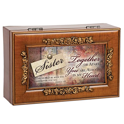 Cottage Garden Sister Rich Walnut Finish Petite Rose Petite Music Box Plays Amazing Grace