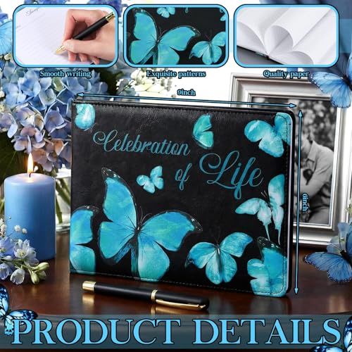 Yingzhao Memorial Funeral Guest Book with Pen 144 Pages Cardinal Funeral Guest Sign in Book for Memorial Service Celebration of Life Party Supplies in Loving Memory (Butterfly) - style: Butterfly